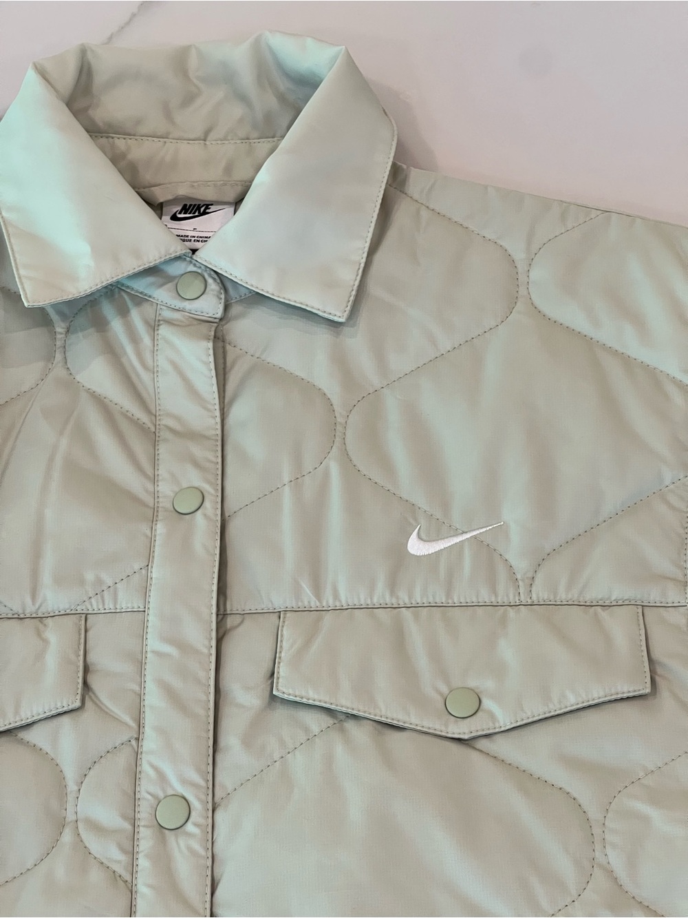 Nike Quilted Sleeveless Vest in Sage Green